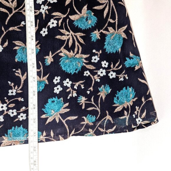 LOFT | Floral Button Front Spaghetti Strap Mini Dress in Navy & Turquoise | 6 - Picture 13 of 13